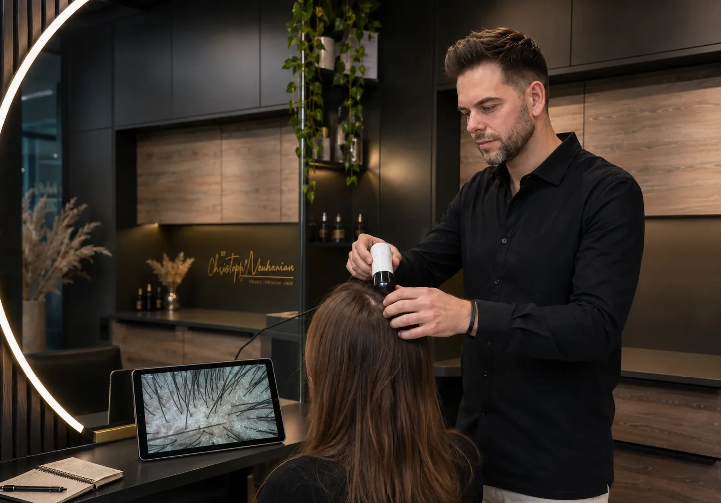 Blick in den Privatsalon – Ort für deinen persönlichen Besuch (KI-generiert)